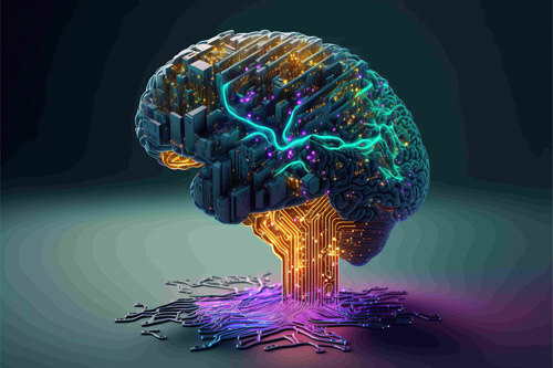 Ai of a colourful human brain